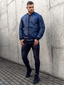 Chaqueta bomber de entretiempo para hombre azul oscuro Bolf AK95A