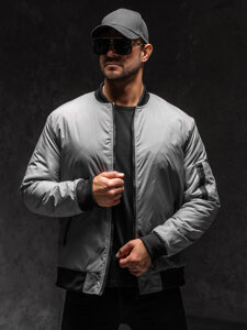 Chaqueta bomber de entretiempo para hombre gris Bolf AK95A1