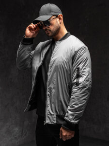 Chaqueta bomber de entretiempo para hombre gris Bolf AK95A1