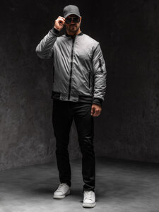 Chaqueta bomber de entretiempo para hombre gris Bolf AK95A1