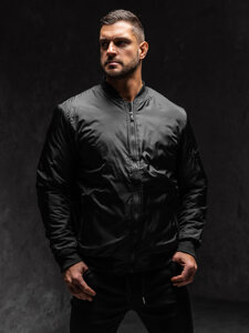 Chaqueta bomber de entretiempo para hombre negro Bolf AK95A1