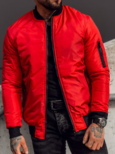 Chaqueta bomber de entretiempo para hombre rojo Bolf AK95A