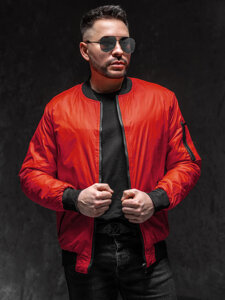 Chaqueta bomber de entretiempo para hombre rojo Bolf AK95A1