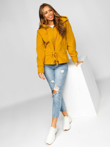 Chaqueta con capucha abrigo corto para mujer amarillo Bolf 9320