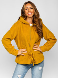 Chaqueta con capucha abrigo corto para mujer amarillo Bolf 9320