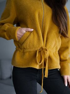 Chaqueta con capucha abrigo corto para mujer amarillo Bolf 9320