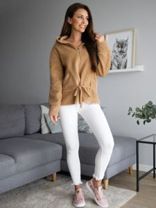 Chaqueta con capucha abrigo corto para mujer beige Bolf 9320