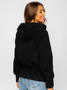 Chaqueta con capucha abrigo corto para mujer negro Bolf 9320