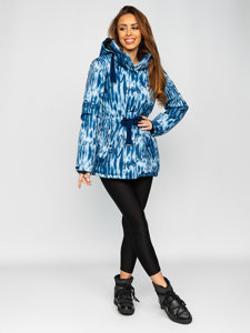 Chaqueta con capucha de invierno para mujer azul oscuro Bolf B2393