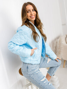 Chaqueta corta acolchada de entretiempo para mujer azul claro Bolf 82646