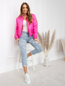 Chaqueta corta acolchada de entretiempo para mujer rosa Bolf 82646