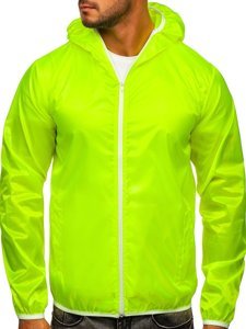 Chaqueta cortavientos de entretiempo con capucha para hombre amarillo y fluorescente BOLF 5060