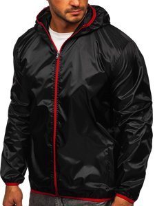 Chaqueta cortavientos de entretiempo con capucha para hombre negro BOLF 5060