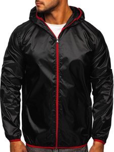 Chaqueta cortavientos de entretiempo con capucha para hombre negro BOLF 5060