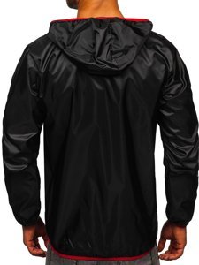 Chaqueta cortavientos de entretiempo con capucha para hombre negro BOLF 5060