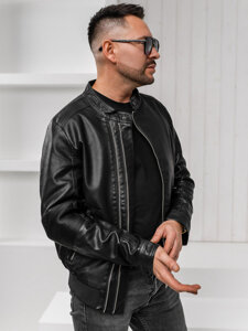 Chaqueta de cuero para hombre negra Bolf 1073-A