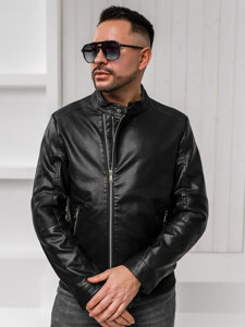 Chaqueta de cuero para hombre negra Bolf 1073-A