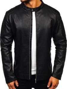 Chaqueta de cuero para hombre negra Bolf 1108