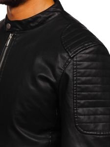 Chaqueta de cuero para hombre negra Bolf 1108