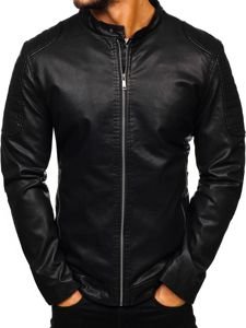 Chaqueta de cuero para hombre negra Bolf 1108