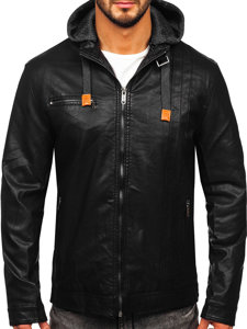 Chaqueta de cuero para hombre negra Bolf EX892