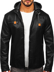 Chaqueta de cuero para hombre negra Bolf EX892