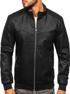 Chaqueta de cuero para hombre negro Bolf 1123