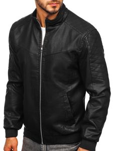 Chaqueta de cuero para hombre negro Bolf 1123