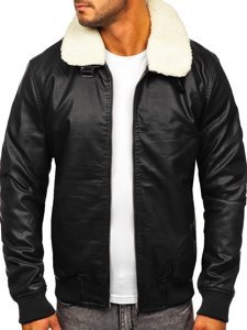 Chaqueta de cuero para hombre negro Bolf 1178