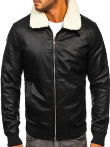 Chaqueta de cuero para hombre negro Bolf 1178