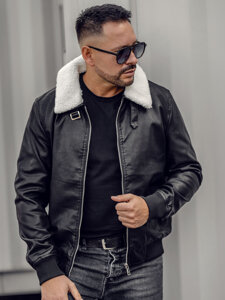 Chaqueta de cuero para hombre negro Bolf 1178