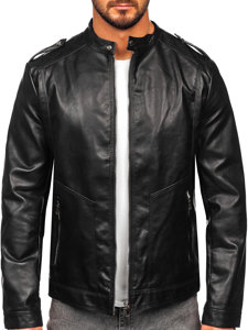 Chaqueta de cuero para hombre negro Bolf 11Z8020