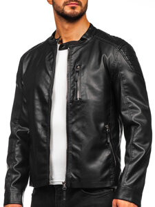 Chaqueta de cuero para hombre negro Bolf 11Z8057