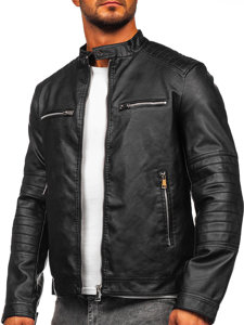 Chaqueta de cuero para hombre negro Bolf 11Z8066