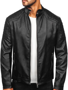 Chaqueta de cuero para hombre negro Bolf 11Z8139