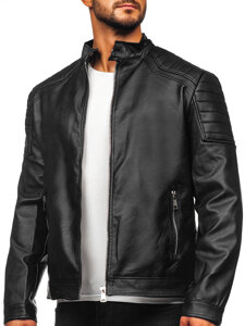 Chaqueta de cuero para hombre negro Bolf 11Z8139