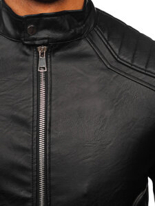 Chaqueta de cuero para hombre negro Bolf 11Z8139