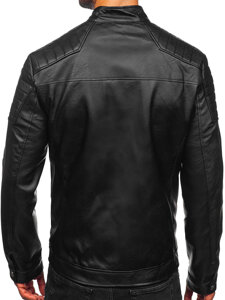 Chaqueta de cuero para hombre negro Bolf 11Z8139