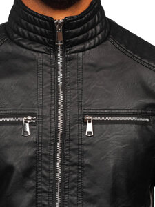 Chaqueta de cuero para hombre negro Bolf 11Z8150