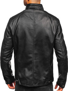 Chaqueta de cuero para hombre negro Bolf 11Z8150