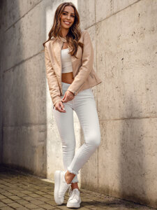 Chaqueta de cuero para mujer beige Bolf 11Z8058A