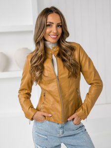 Chaqueta de cuero para mujer marrón Bolf 11Z8052