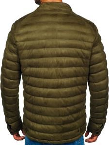 Chaqueta de entretiempo acolchada de cuero para hombre caqui Bolf 5586