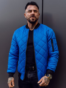 Chaqueta de entretiempo bomber para hombre azul Bolf MY-01