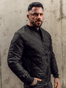 Chaqueta de entretiempo bomber para hombre negro Bolf MY-01