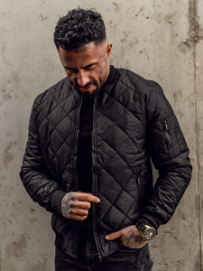 Chaqueta de entretiempo bomber para hombre negro Bolf MY-01