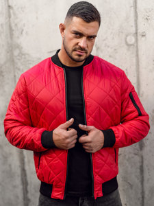 Chaqueta de entretiempo bomber para hombre rojo Bolf MY-01