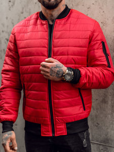 Chaqueta de entretiempo bomber para hombre rojo Bolf MY-02