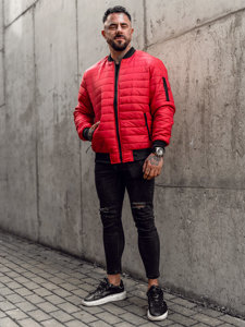 Chaqueta de entretiempo bomber para hombre rojo Bolf MY-02