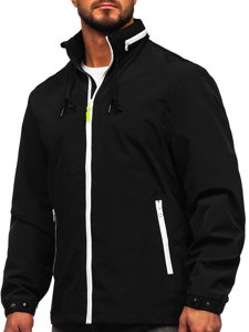 Chaqueta de entretiempo con capucha escondida para hombre negro Bolf 5M3105